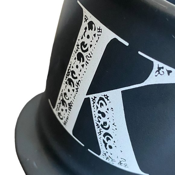 Anthropologie Monogram K Matte Black White Text Initial K Shaving Mug Classic - Picture 9 of 16